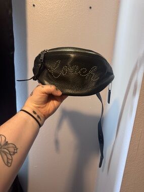 COACH Black Studded Leather Belt Bag